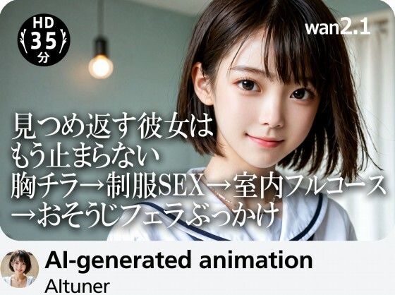 ｜【35分HD】見つめ返す彼女はもう止まらない──胸チラ→制服SEX→室内フルコース→おそうじフェラぶっかけ❤AItuner